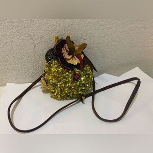 Vintage Jamin Puech w/ beading & gold sequins shoulder Bag crossbody zip top